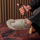 حذاء شرقي رجالي تلبيس جلد الماني فاخر رمادي MR601 - 3