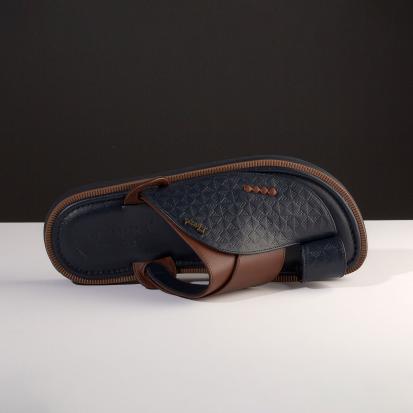 حذاء رجالي منقوش كاجوال أزرق بني تصميم رجالي أنيق 1199