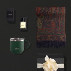 مجموعة هدايا نسائية شتوية شال و عطر و كوب حافظ WB18