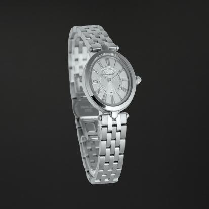 ساعة سطور النسائية كاروسيل بلون فضي ابيض CC3009SS
