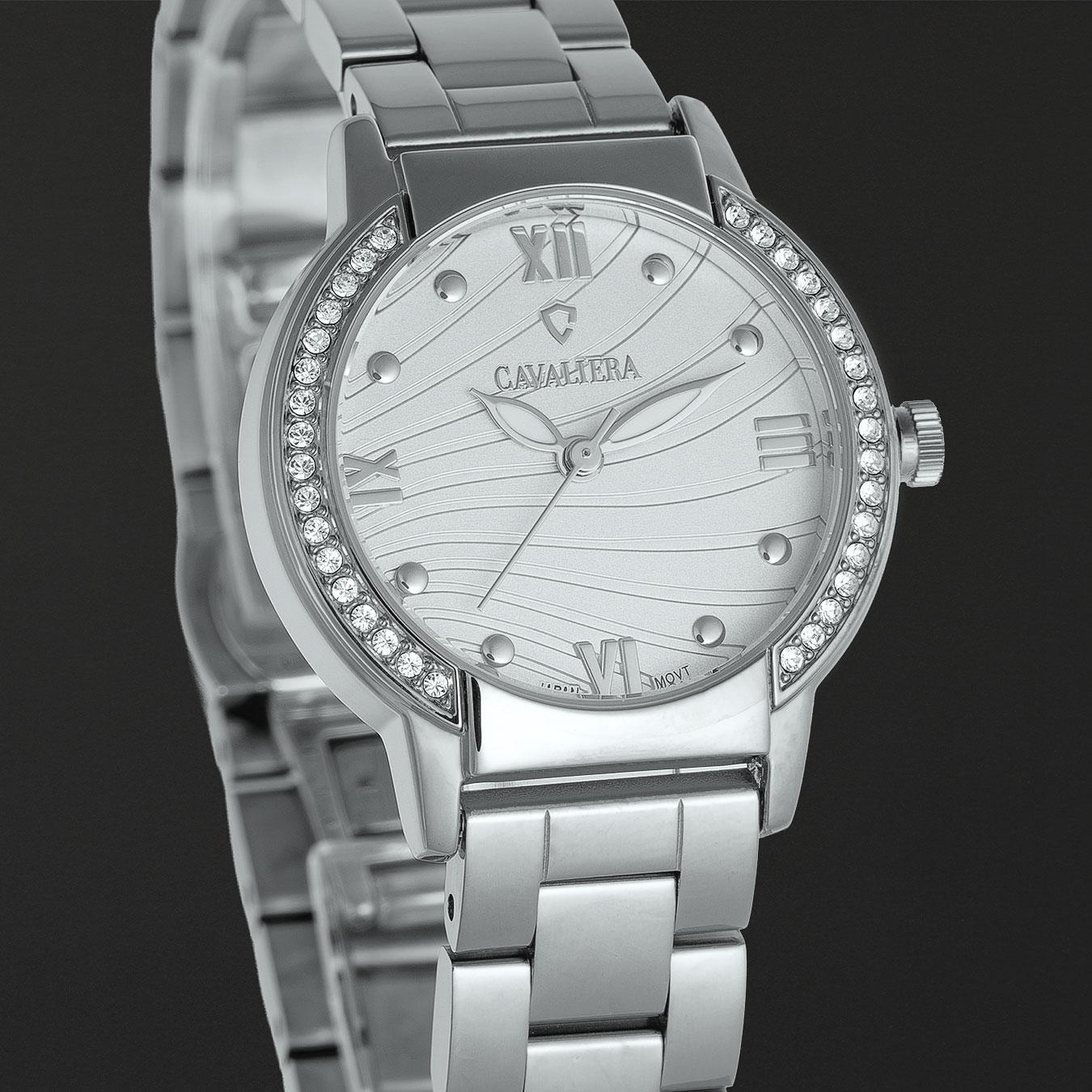 ساعة موج النسائية كافاليرا بلون فضي ابيض CL1028SS