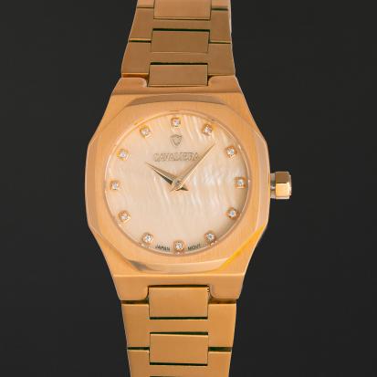 ساعة غزل النسائية كافاليرا بلون ذهبي CL1045GG