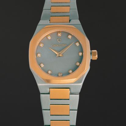 ساعة غزل النسائية كافاليرا بلون ذهبي فضي CL1045GS