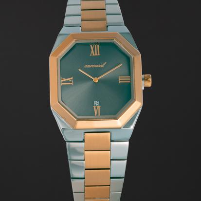 ساعة سراب الرجالية كاروسيل بلون ذهبي فضي CC3005GS
