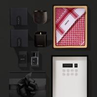هدايا رجالية شماغ بريفير + قماش  + كوب سراميك + شمعة + عطر  SG300