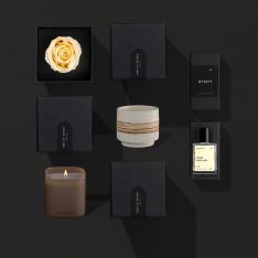 هدايا رجالية كوب قهوة سيراميك + شمعة معطرة + عطر زيتي + وردة طبيعة دائمة SG400