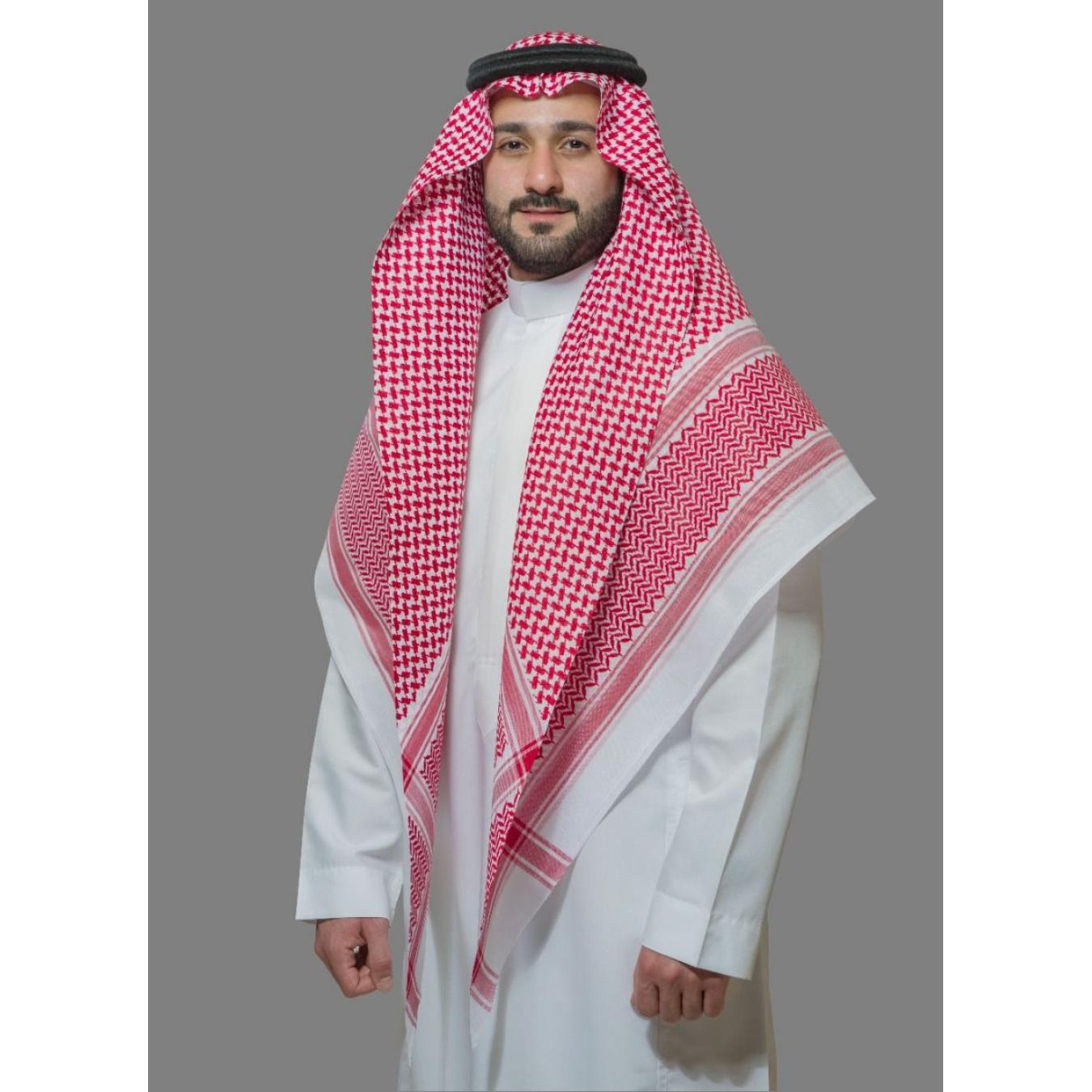 شماغ البسام أحمر الختم الأسود انجليزي