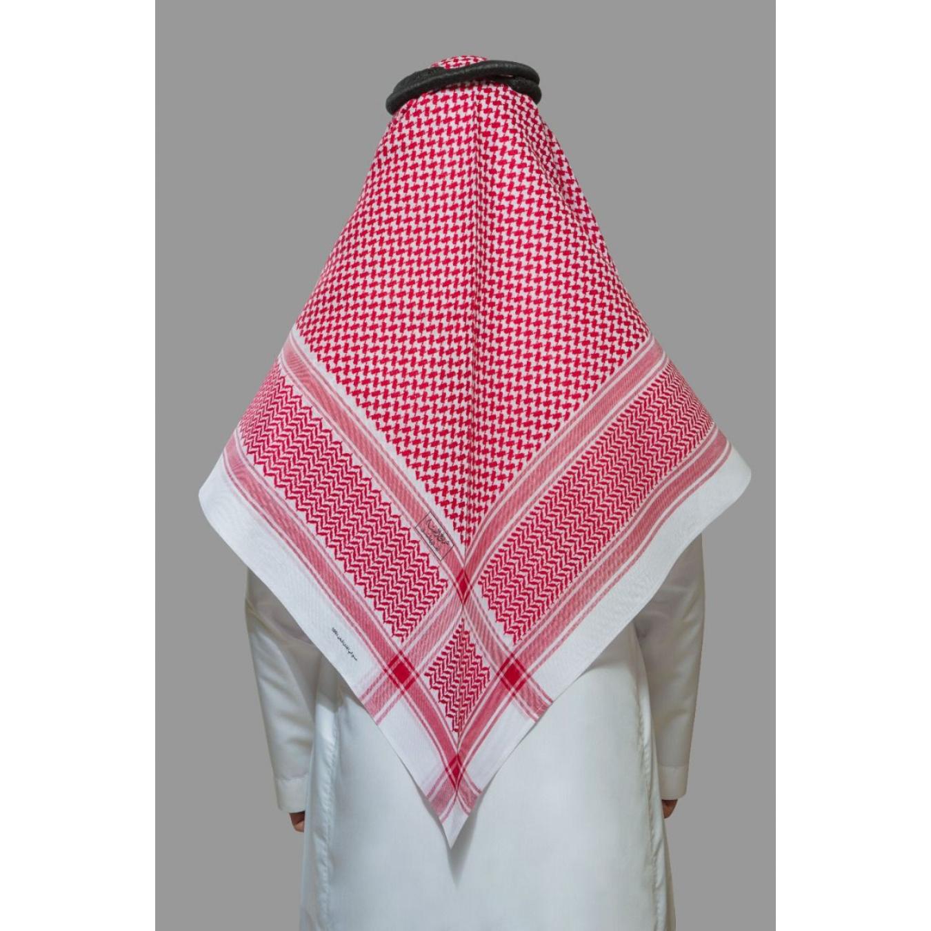 شماغ البسام أحمر الختم الأسود انجليزي