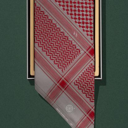شماغ روايه احمر دم غزال مع رمادي REG