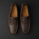 حذاء موكاسين جلد بني داكن 9819 - 1