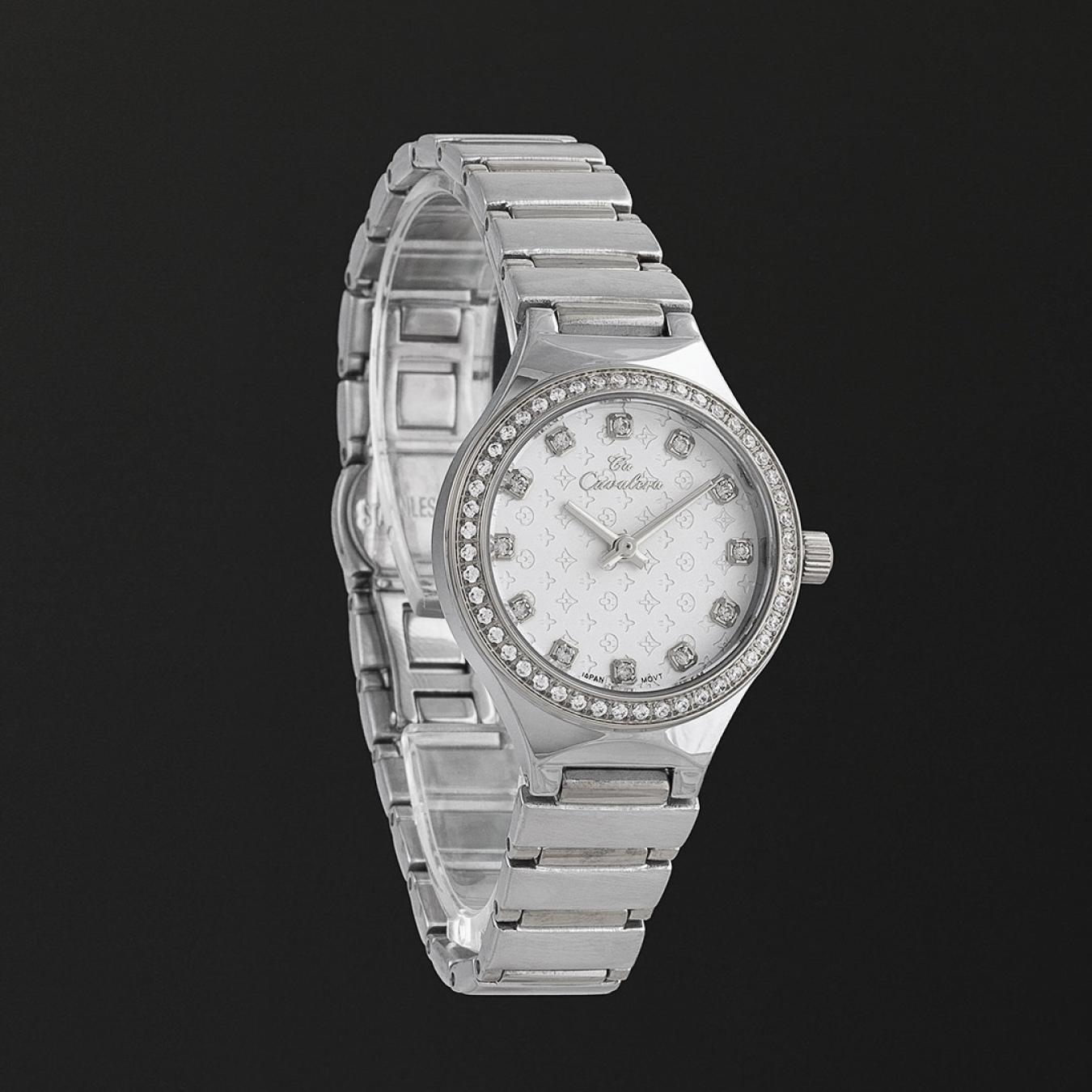 ساعة نسائية ستيل بمينا ابيض كافاليرا CL19SS