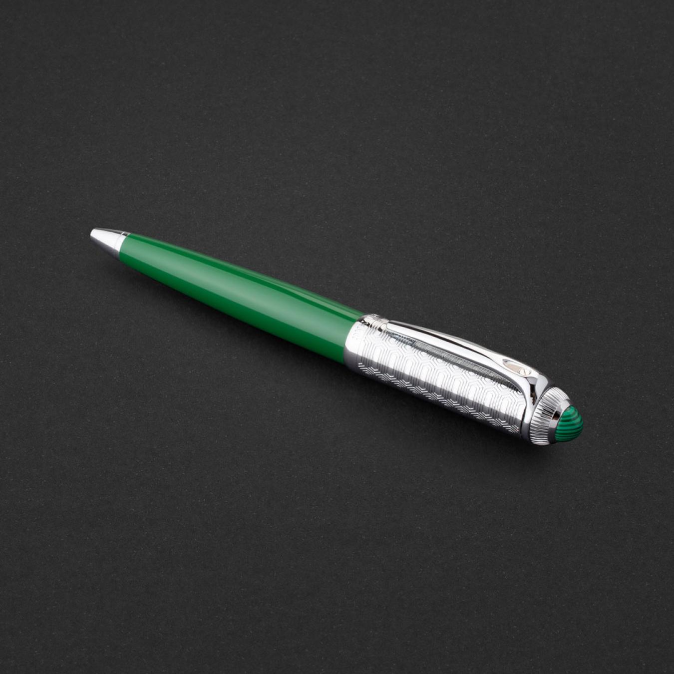 طقم قلم وكبك فضي اخضر ماركة الدهنج D506SG-S