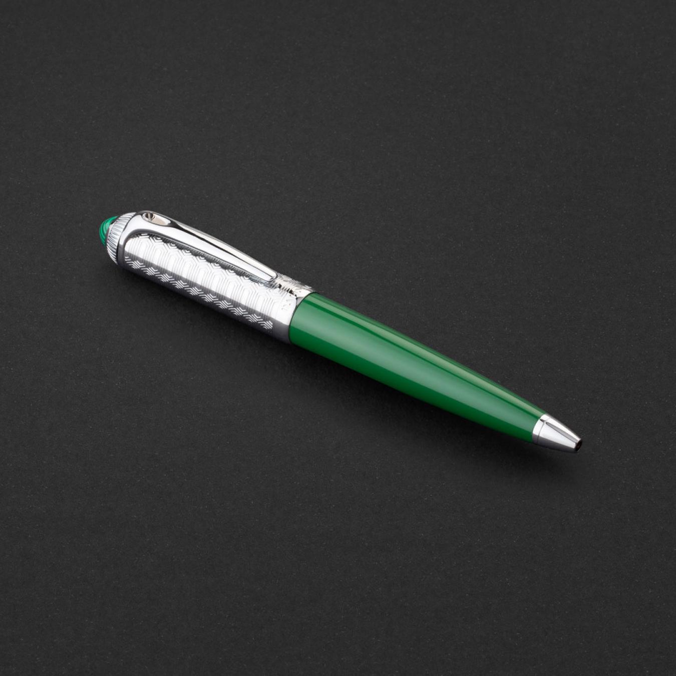 طقم قلم وكبك فضي اخضر ماركة الدهنج D506SG-S