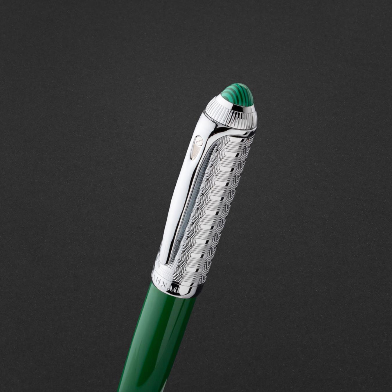 طقم قلم وكبك فضي اخضر ماركة الدهنج D506SG-S