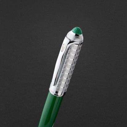 طقم قلم وكبك فضي اخضر ماركة الدهنج D506SG-S