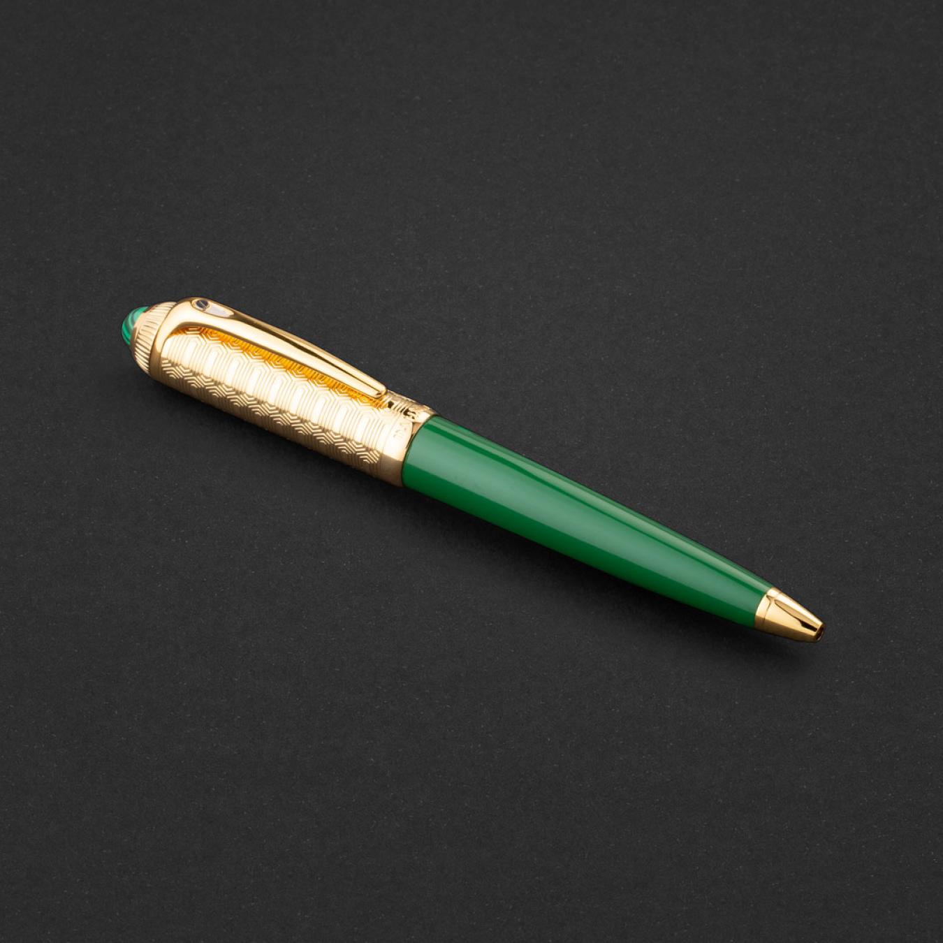 طقم قلم وكبك ذهبي اخضر ماركة الدهنج D507GG-S