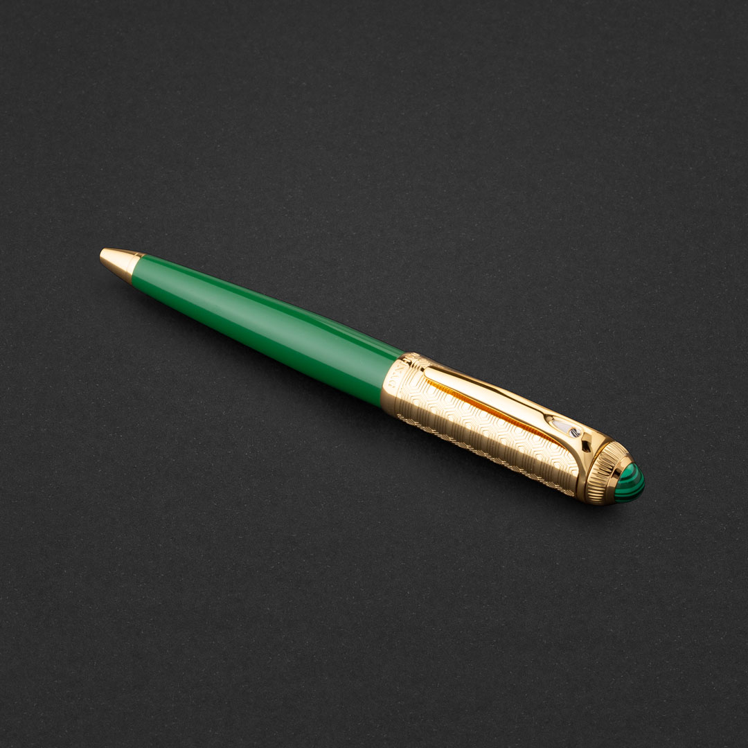 طقم قلم وكبك ذهبي اخضر ماركة الدهنج D507GG-S