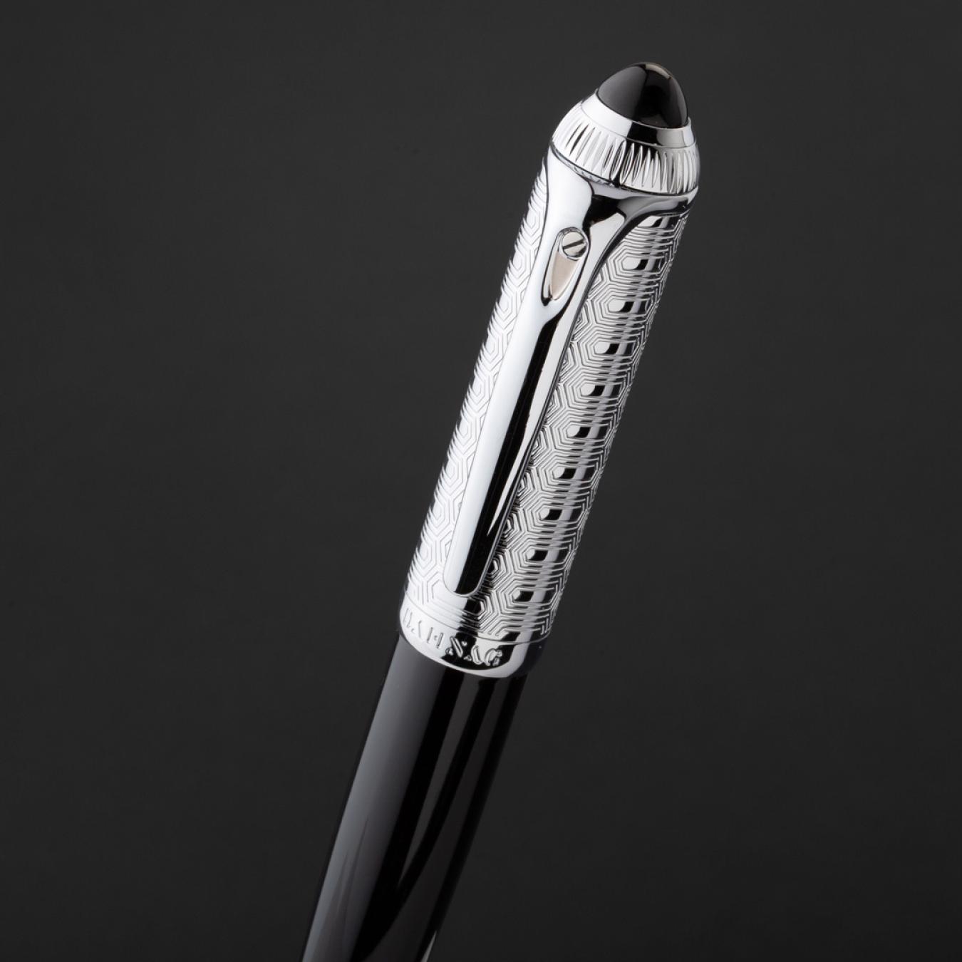 طقم قلم وكبك اسود فضي ماركة الدهنج D509SB-S