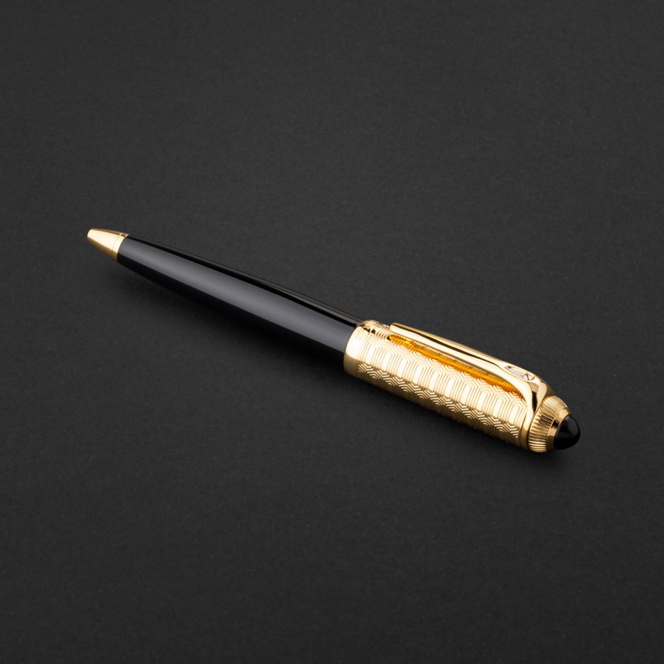 طقم قلم وكبك ذهبي اسود ماركة الدهنج D510GB-S
