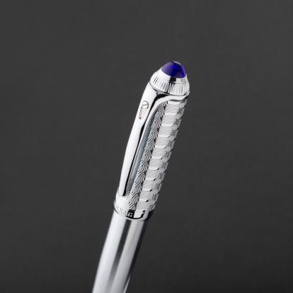 طقم قلم وكبك فضي ازرق ماركة الدهنج D511SU-S