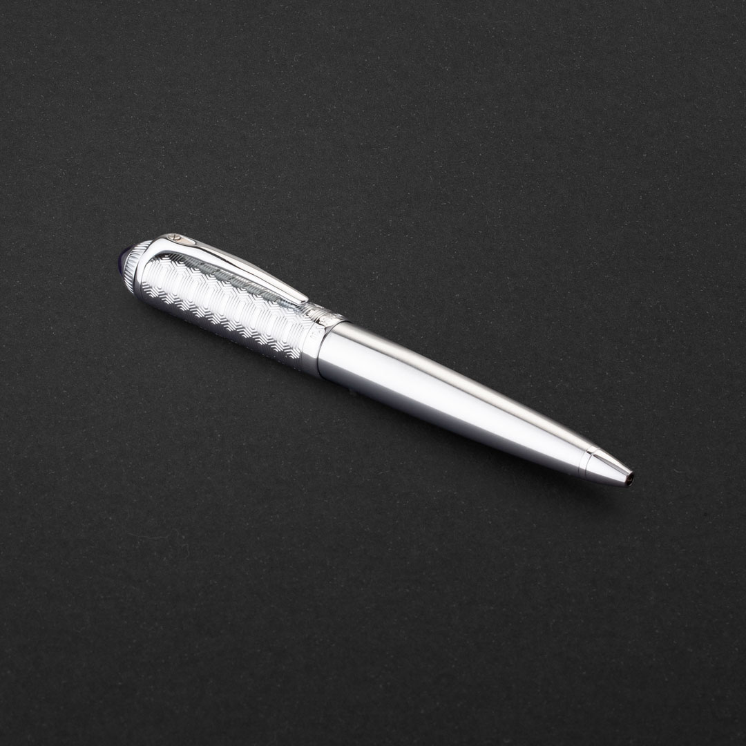 طقم قلم وكبك فضي ازرق ماركة الدهنج D511SU-S