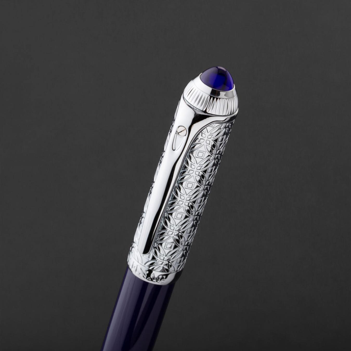 طقم قلم وكبك كحلي فضي ماركة الدهنج D513SU-S