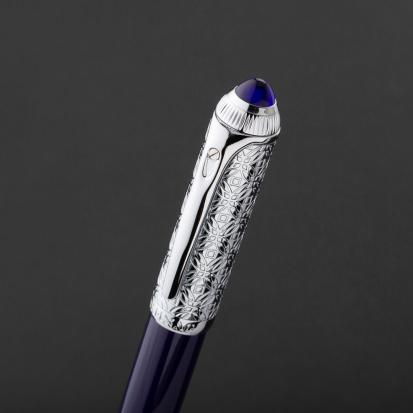 طقم قلم وكبك كحلي فضي ماركة الدهنج D513SU-S