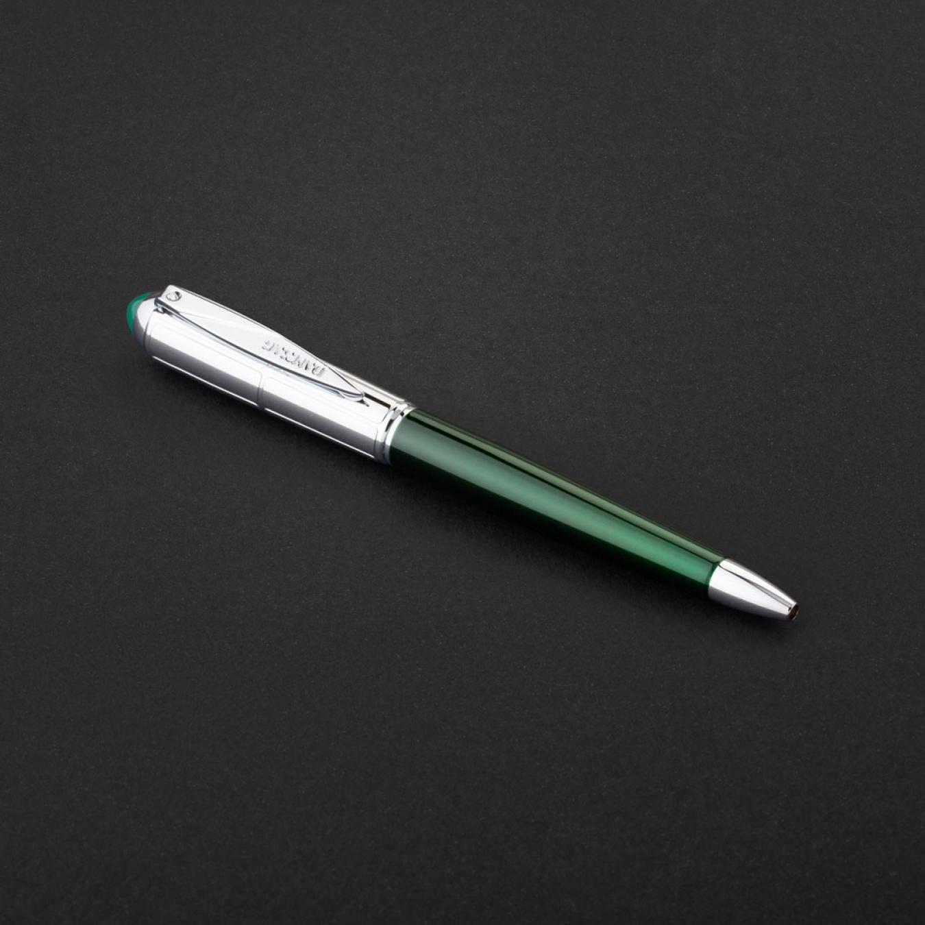 طقم قلم وكبك فضي اخضر ماركة الدهنج D514SG-S