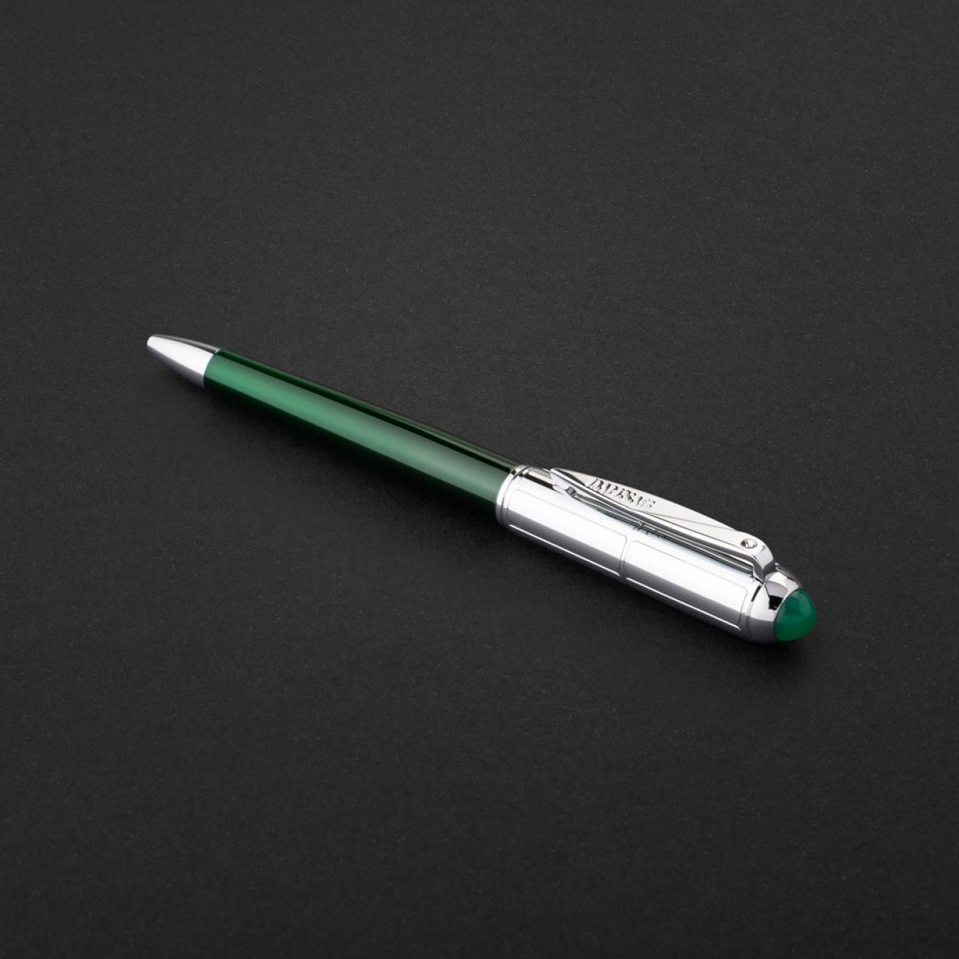 طقم قلم وكبك فضي اخضر ماركة الدهنج D514SG-S