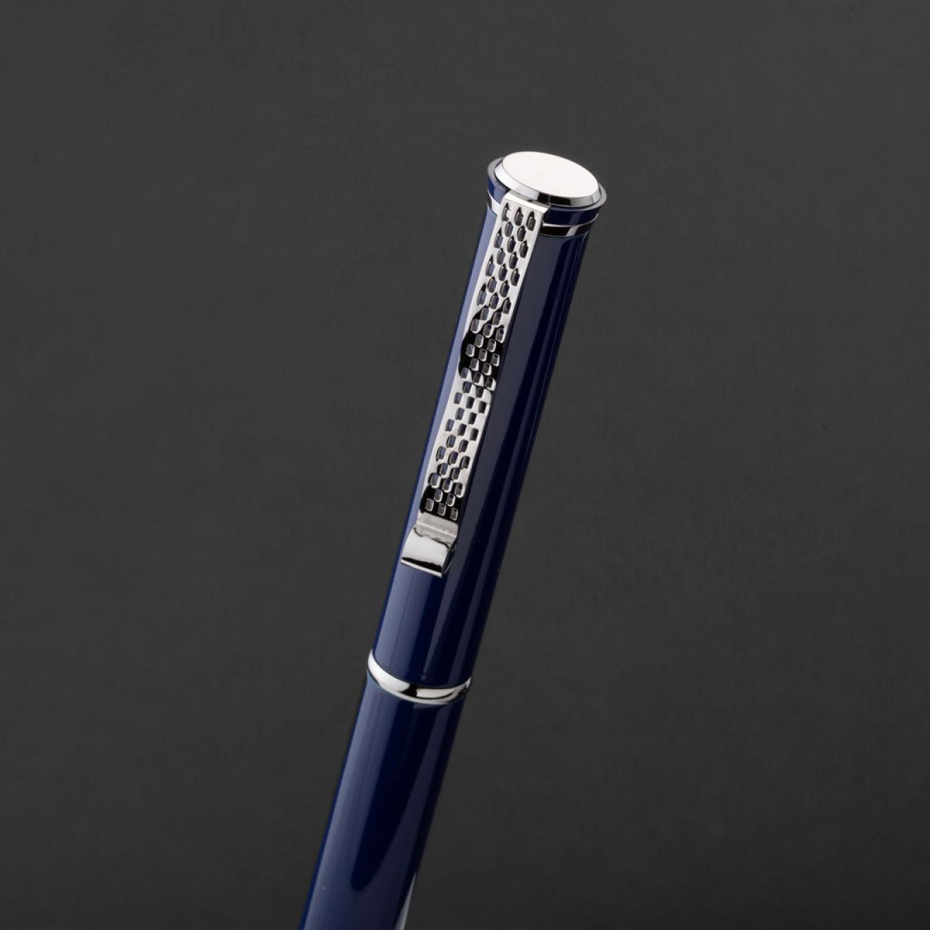 طقم قلم وكبك ازرق فضي ماركة الدهنج D516SU-S