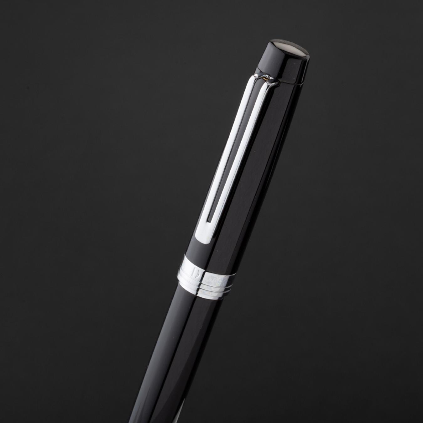 طقم قلم وكبك اسود فضي ماركة الدهنج D518SB-S