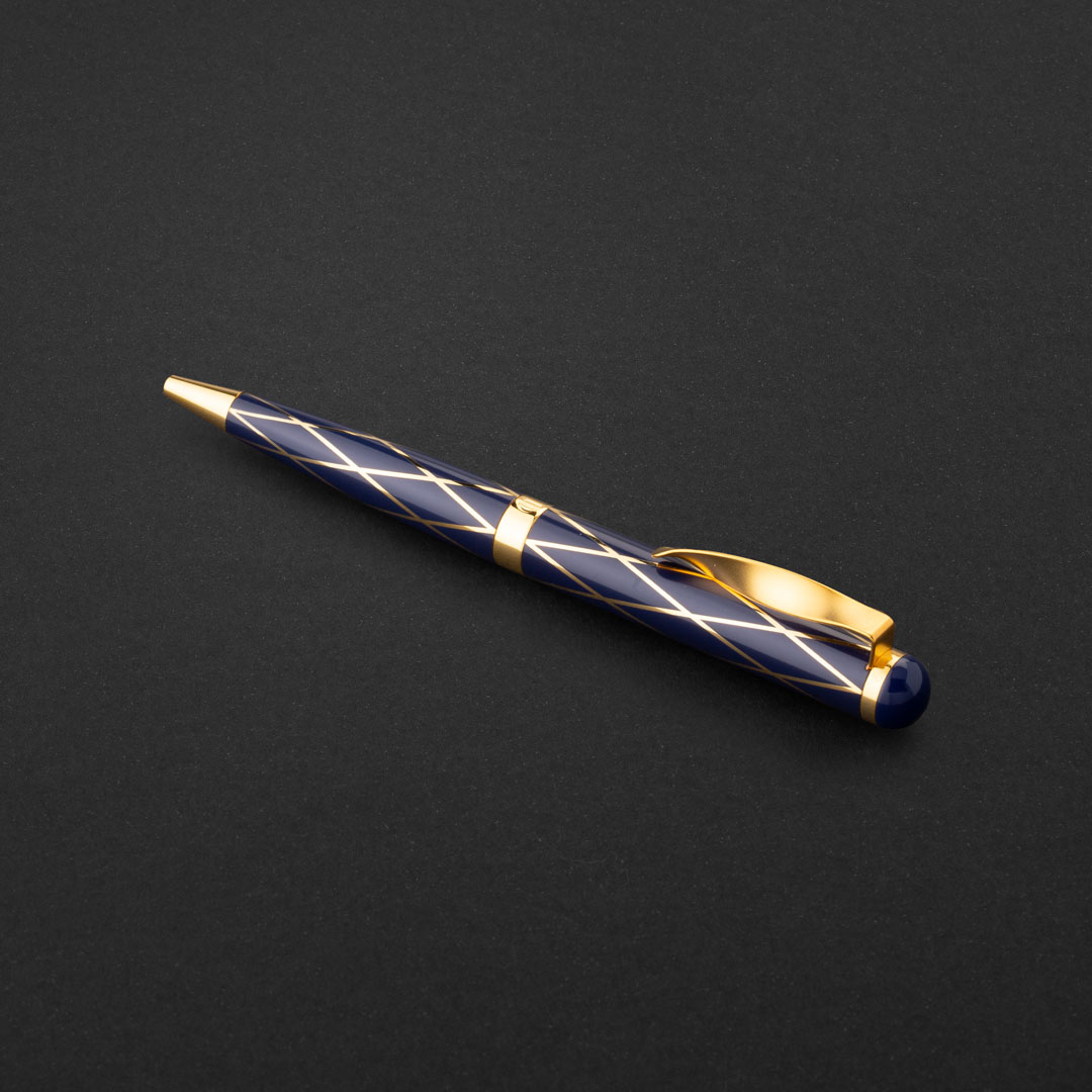 طقم قلم وكبك ازرق ذهبي ماركة الدهنج D522GU-S