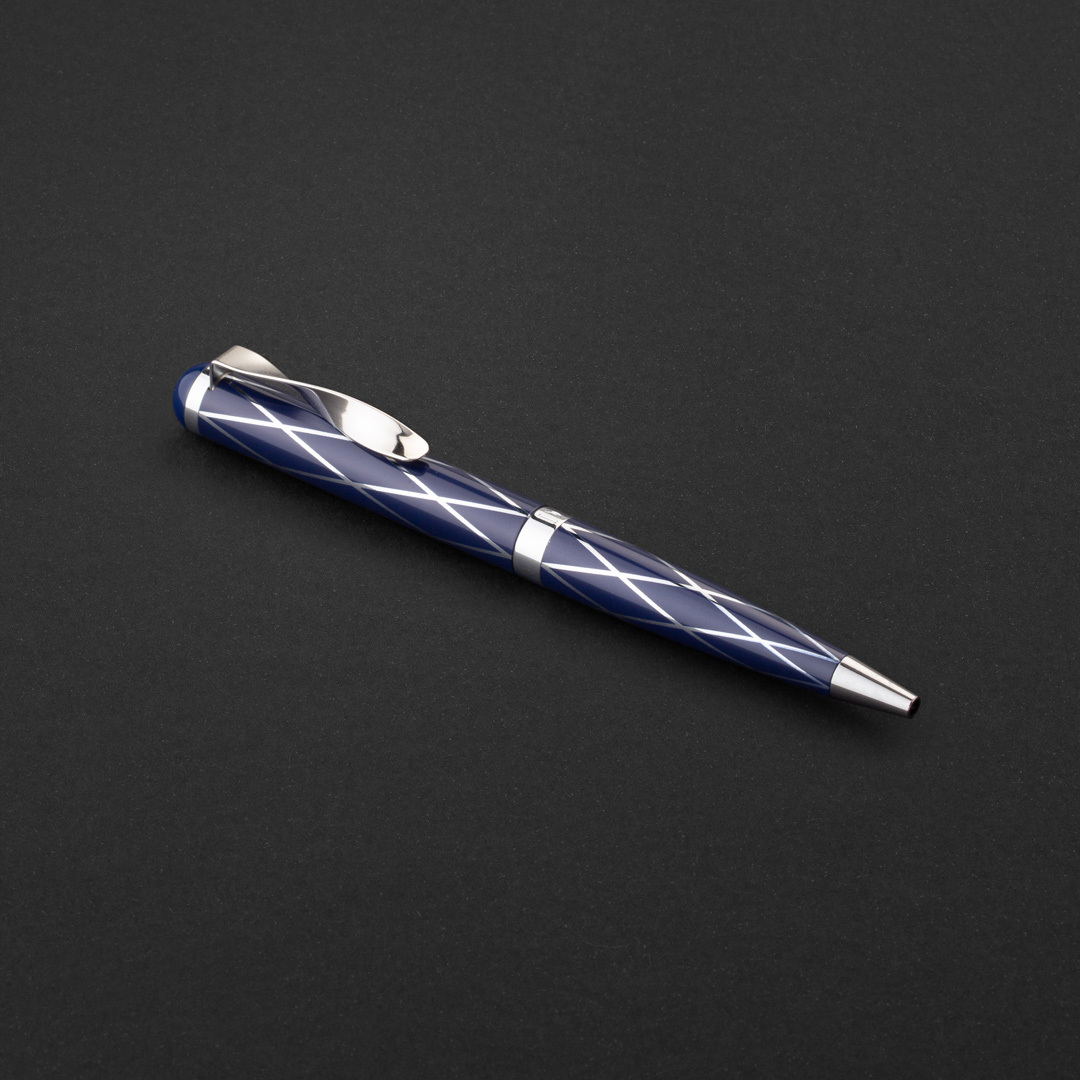 طقم قلم وكبك كحلي فضي ماركة الدهنج D523SU-S