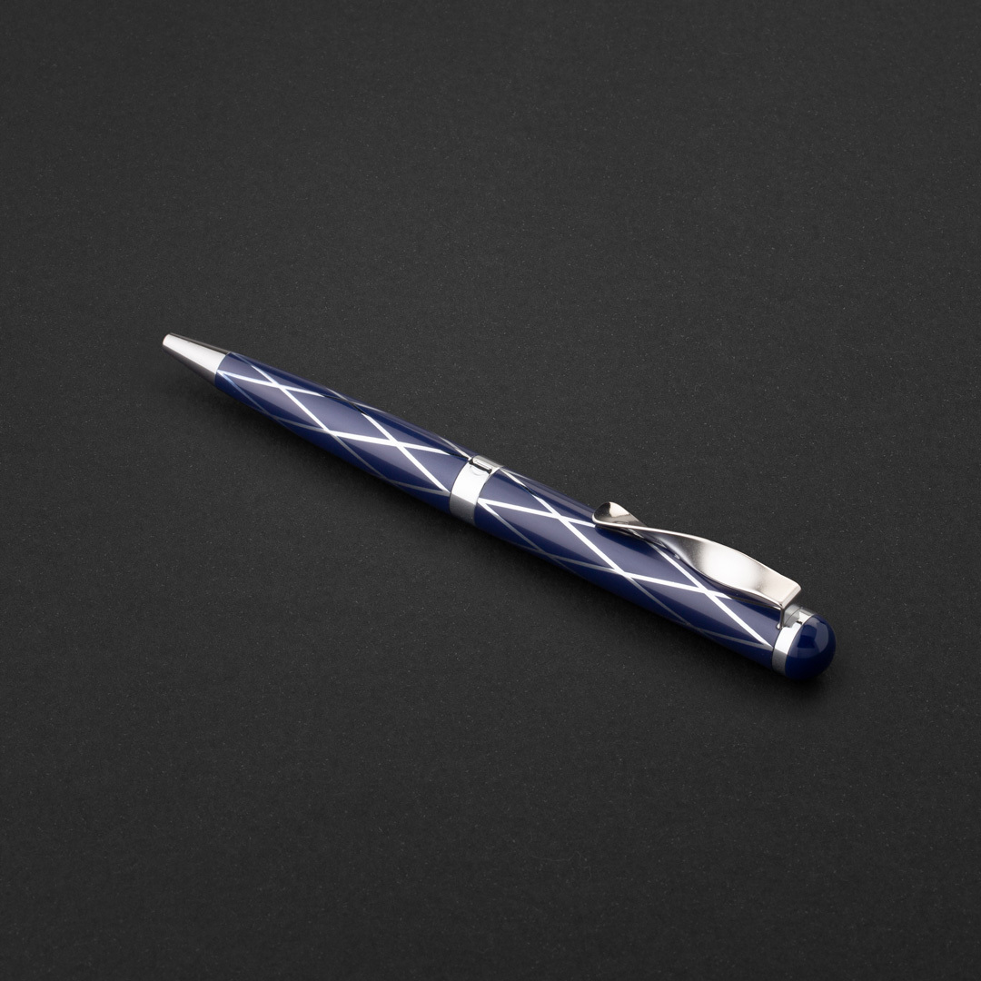 طقم قلم وكبك كحلي فضي ماركة الدهنج D523SU-S