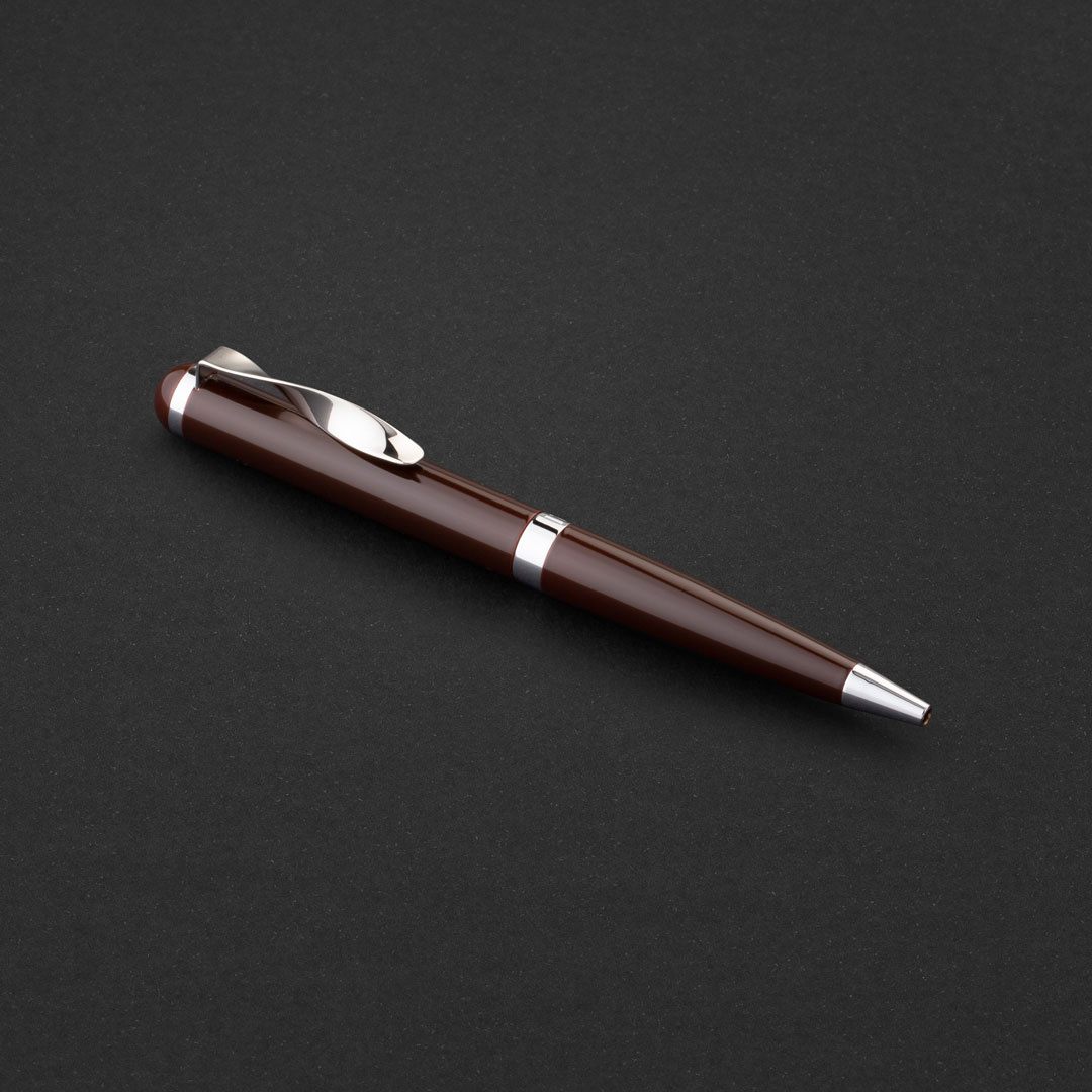 طقم قلم وكبك فضي بني ماركة الدهنج D525SN-S