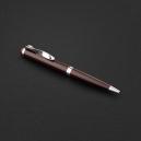 طقم قلم وكبك فضي بني ماركة الدهنج D525SN-S - 2