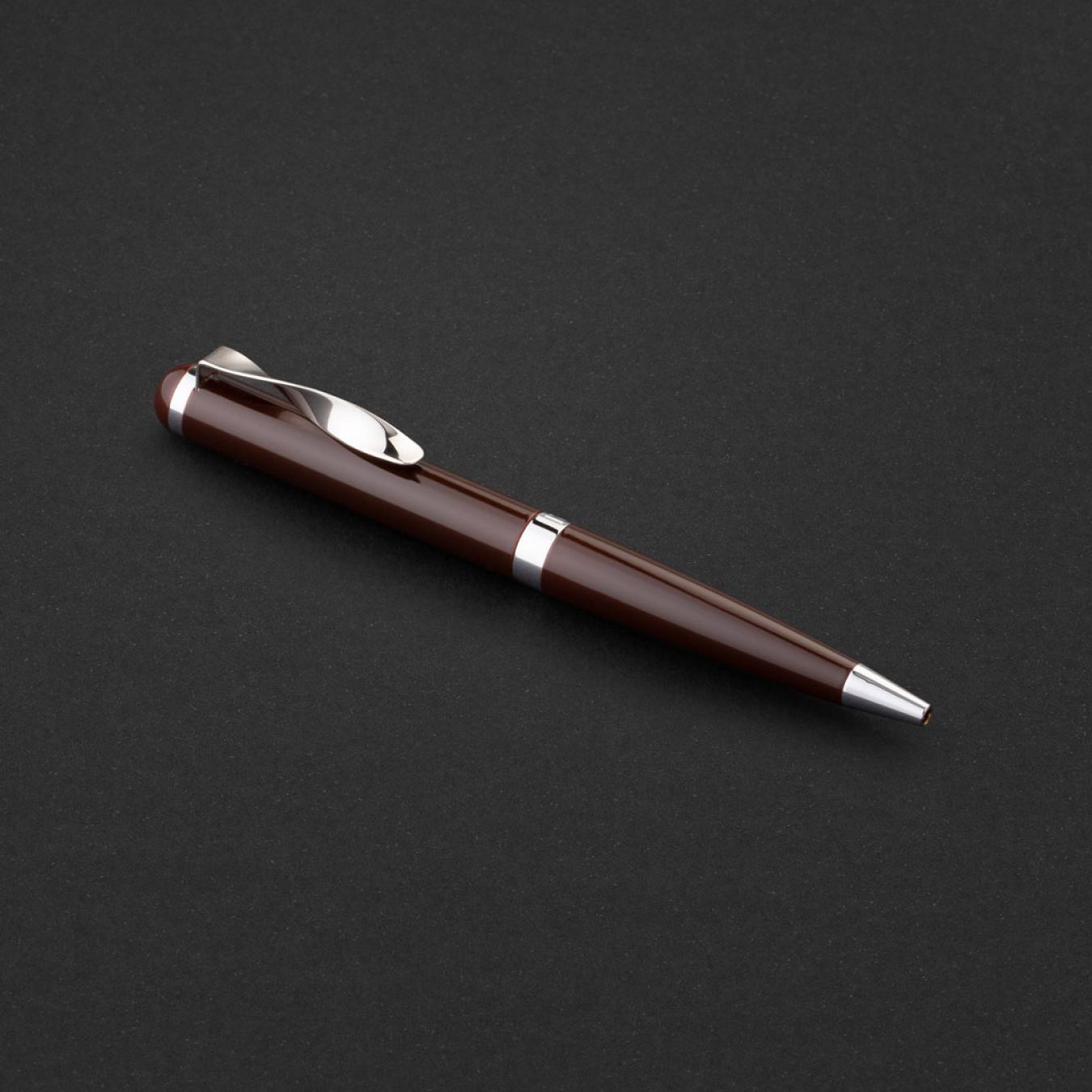 طقم قلم وكبك فضي بني ماركة الدهنج D525SN-S