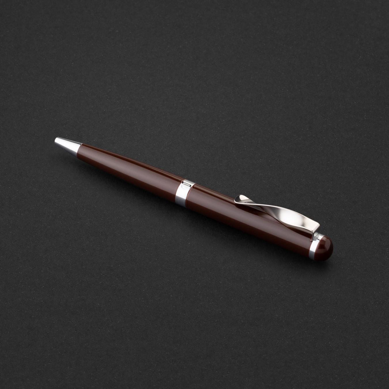 طقم قلم وكبك فضي بني ماركة الدهنج D525SN-S