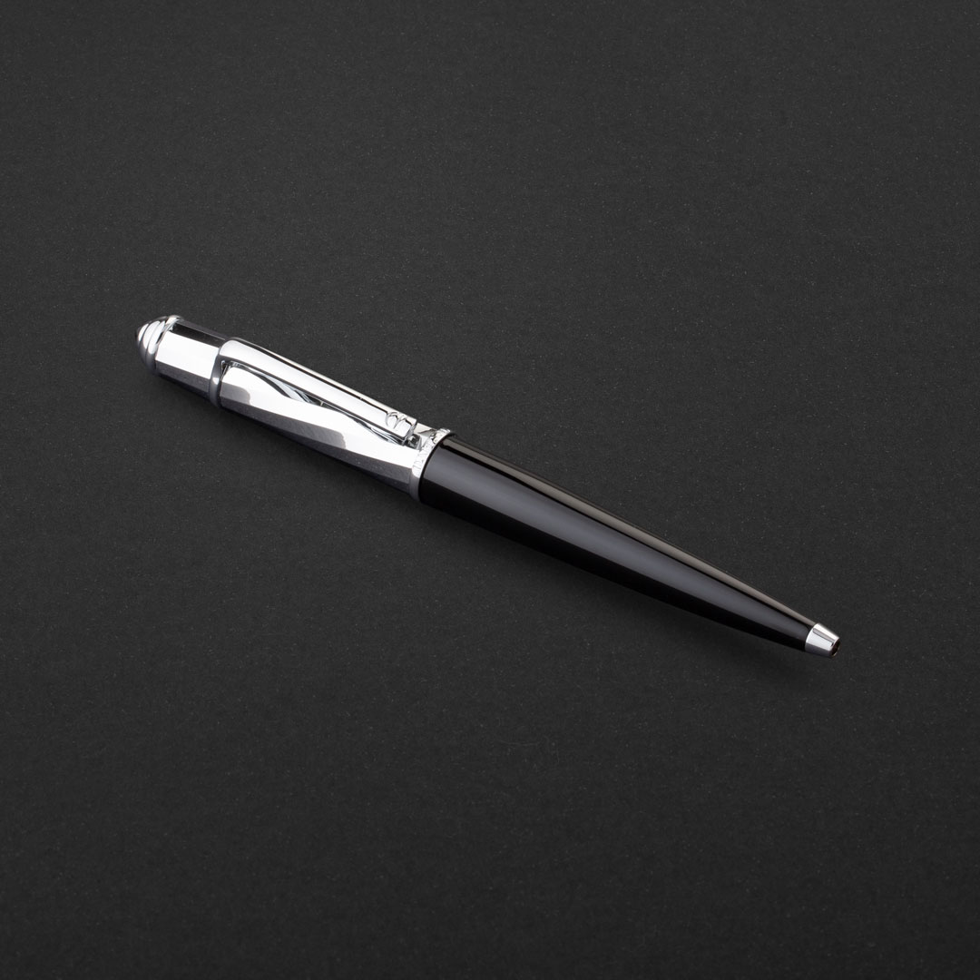 طقم قلم وكبك اسود فضي ماركة الدهنج D529SB-S