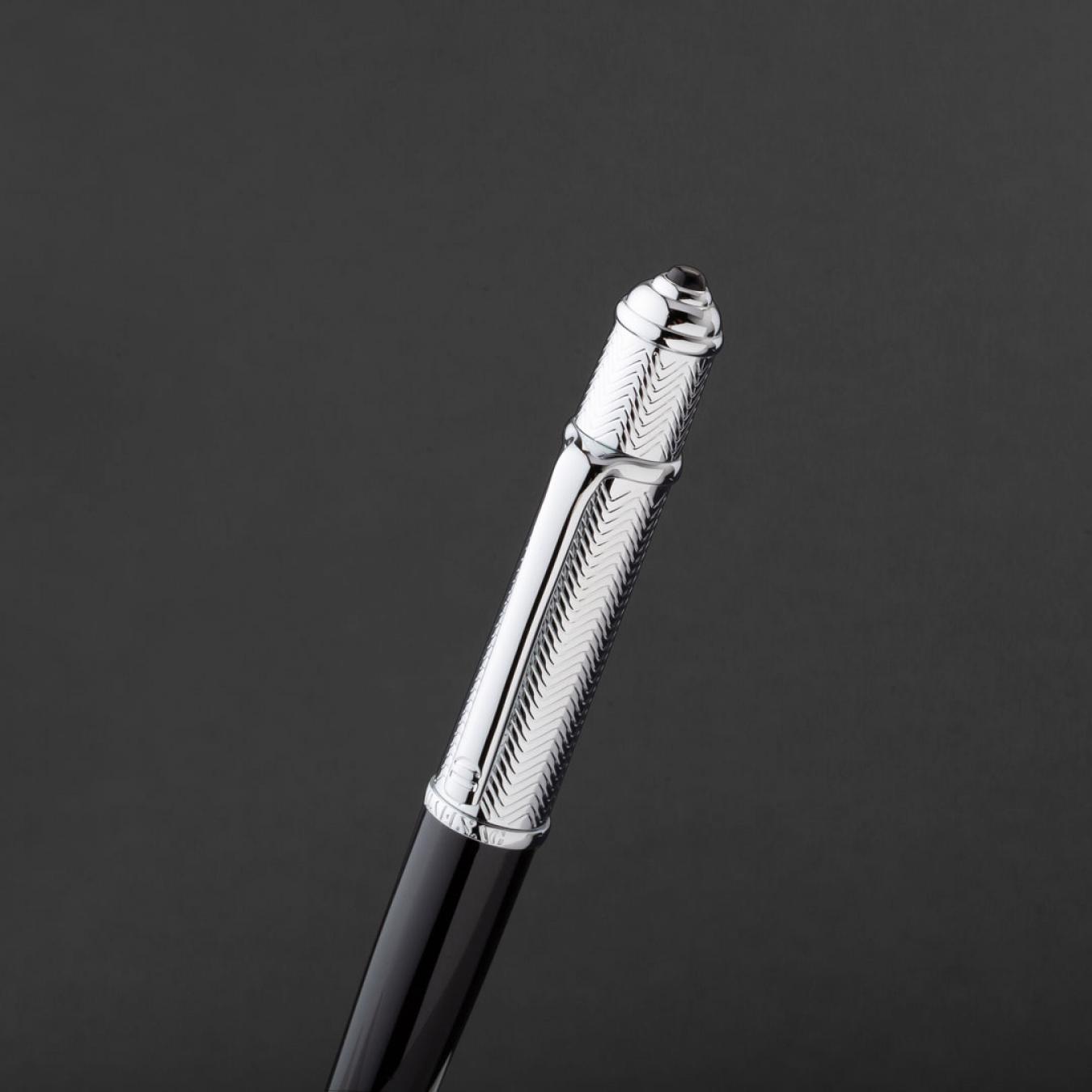 طقم قلم وكبك فضي اسود ماركة الدهنج D531SB-S