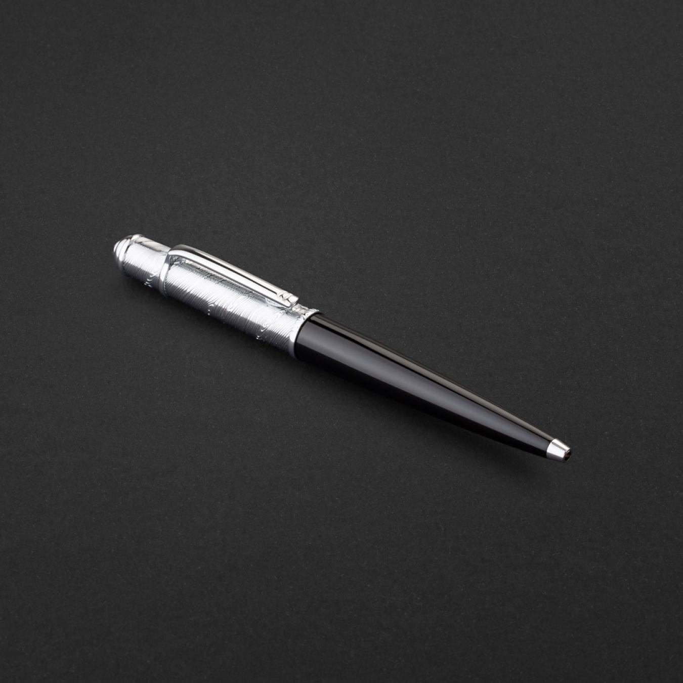 طقم قلم وكبك اسود فضي ماركة الدهنج D532SB-S