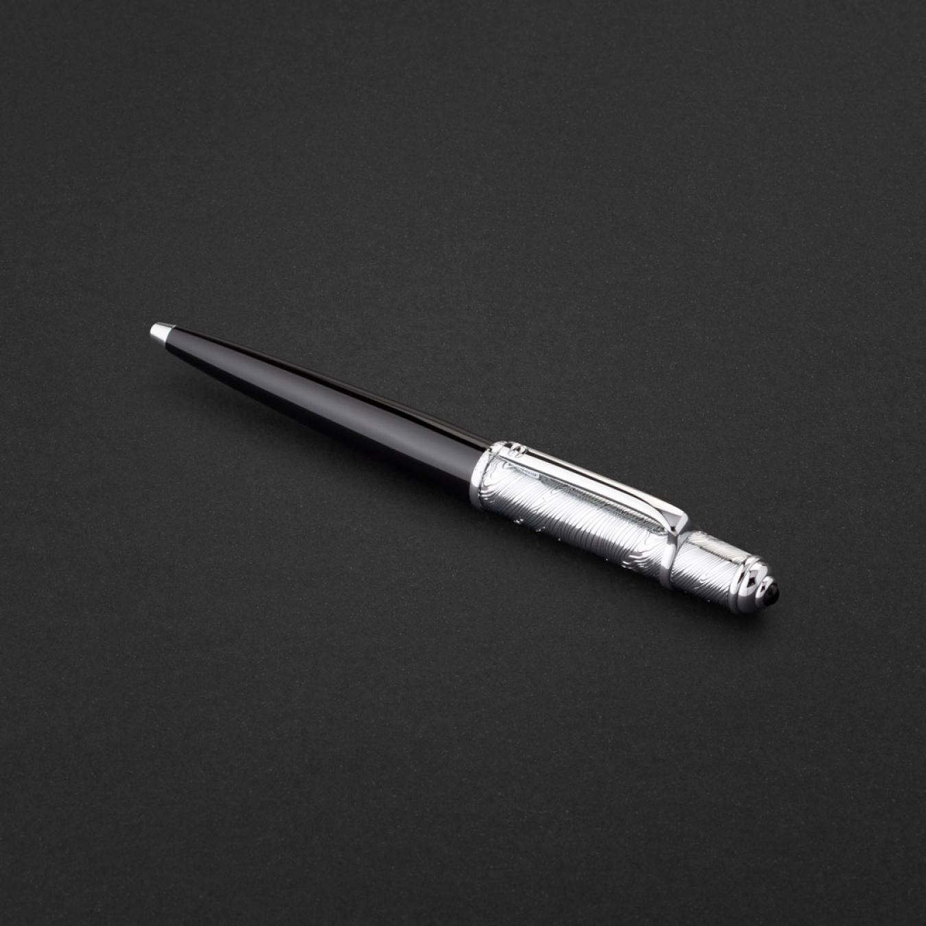 طقم قلم وكبك اسود فضي ماركة الدهنج D532SB-S