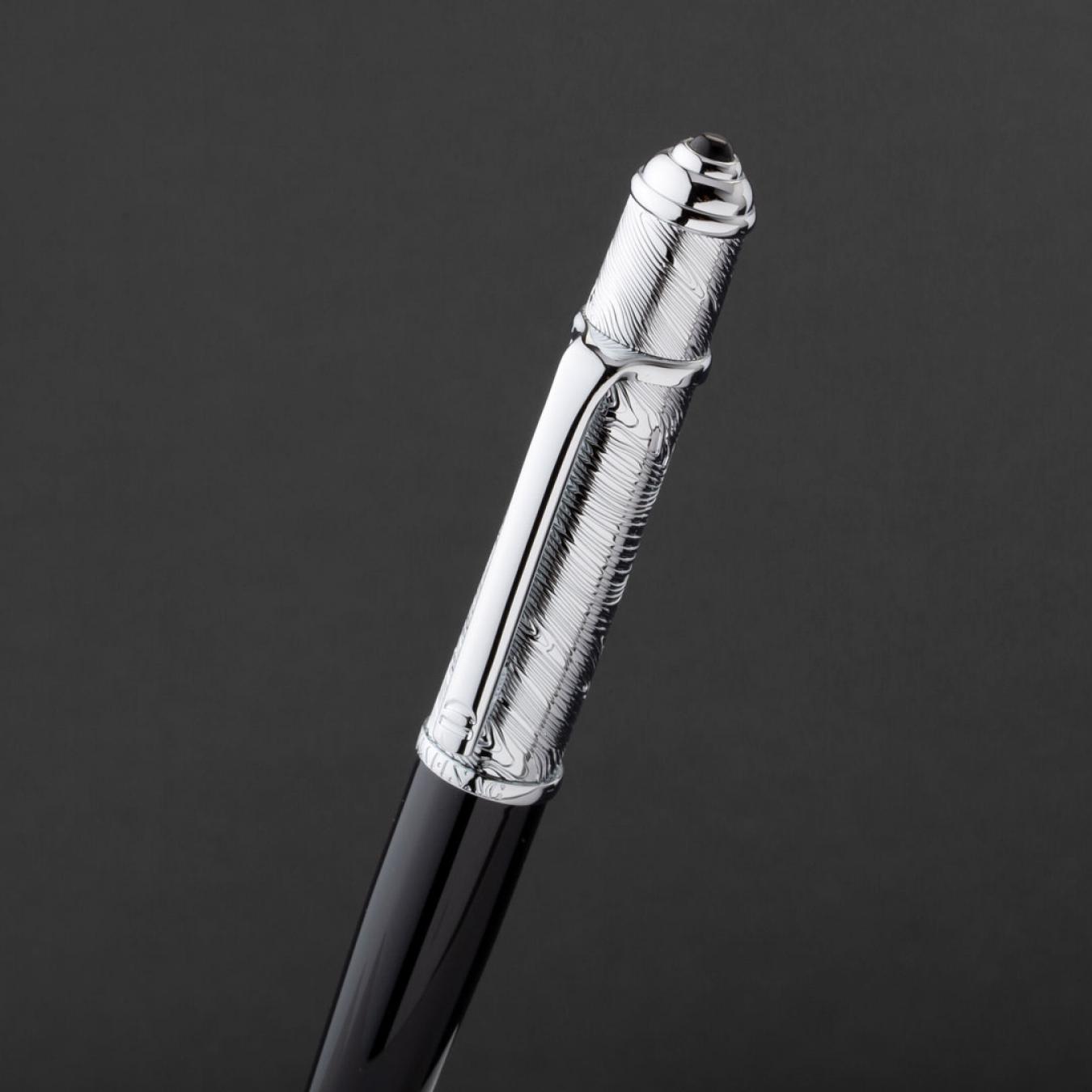 طقم قلم وكبك اسود فضي ماركة الدهنج D532SB-S