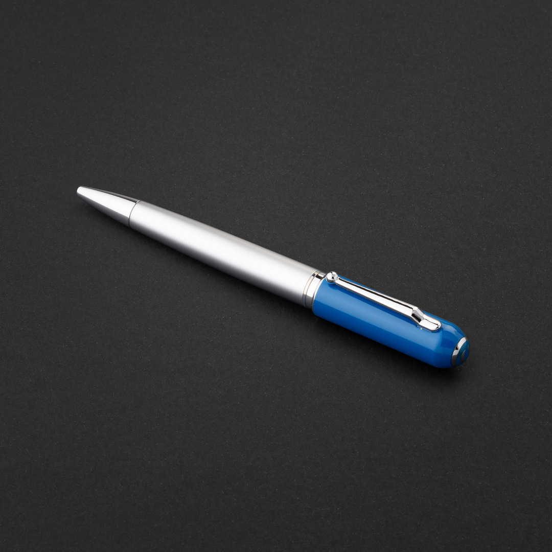 طقم قلم وكبك ازرق فضي ماركة الدهنج D535SU-S