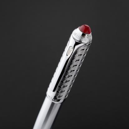 طقم قلم وكبك فضي بني ماركة الدهنج D537SN-S