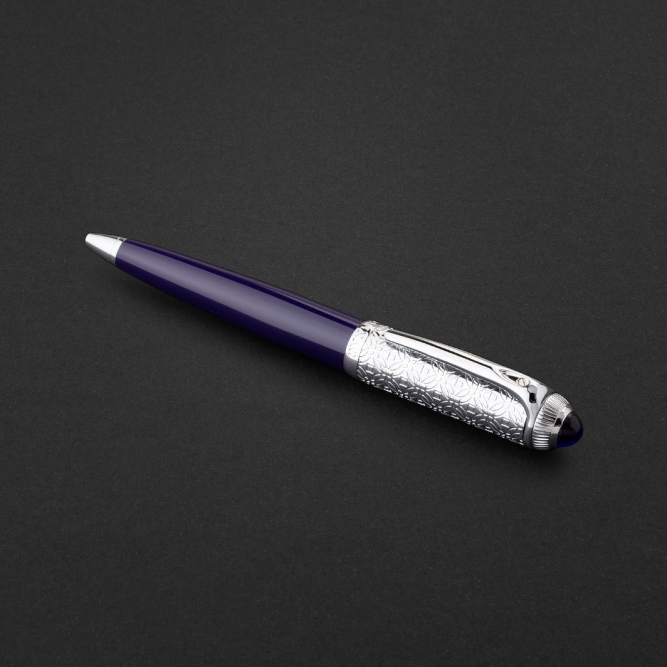 طقم قلم وكبك فضي ازرق ماركة الدهنج D538SU-S