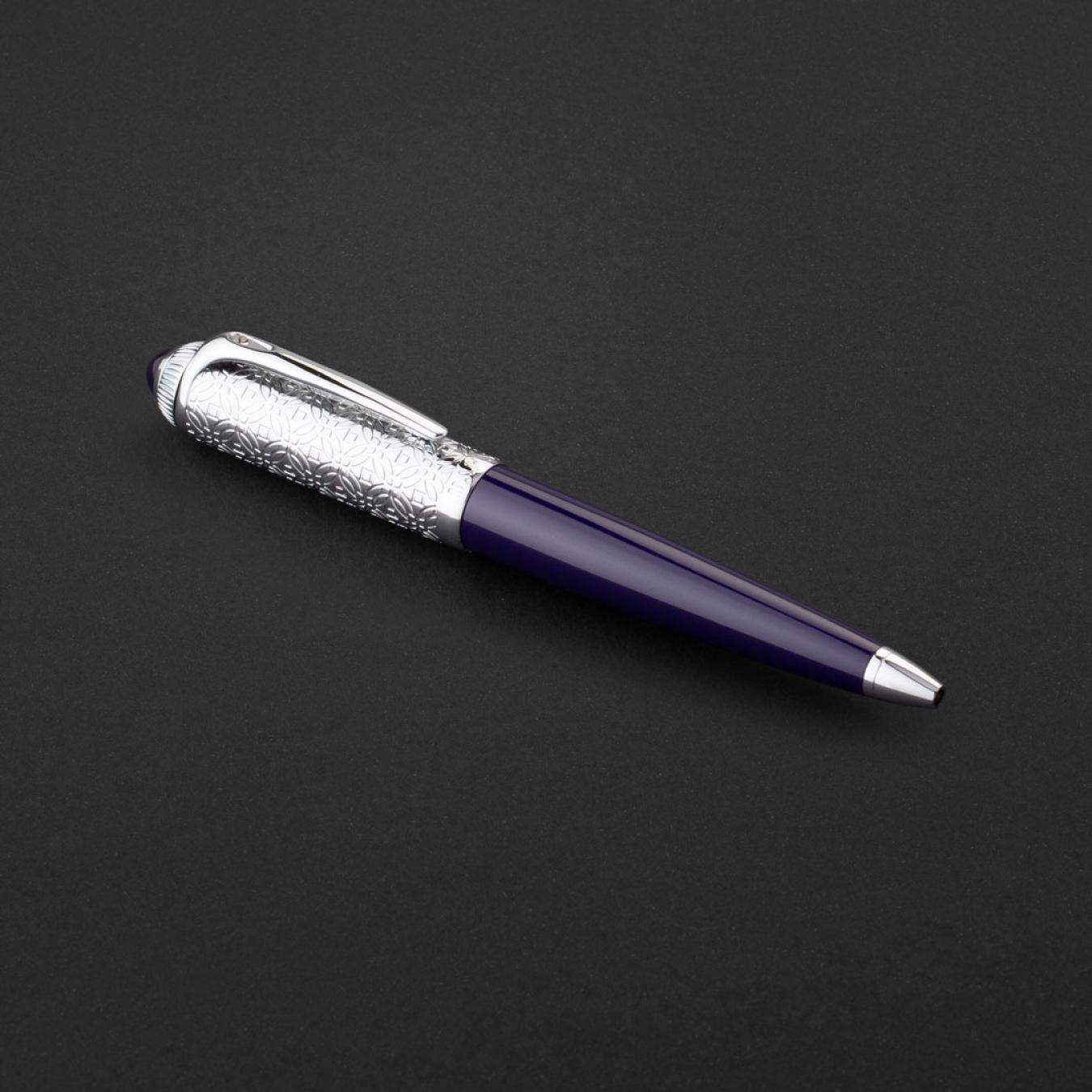 طقم قلم وكبك فضي ازرق ماركة الدهنج D538SU-S