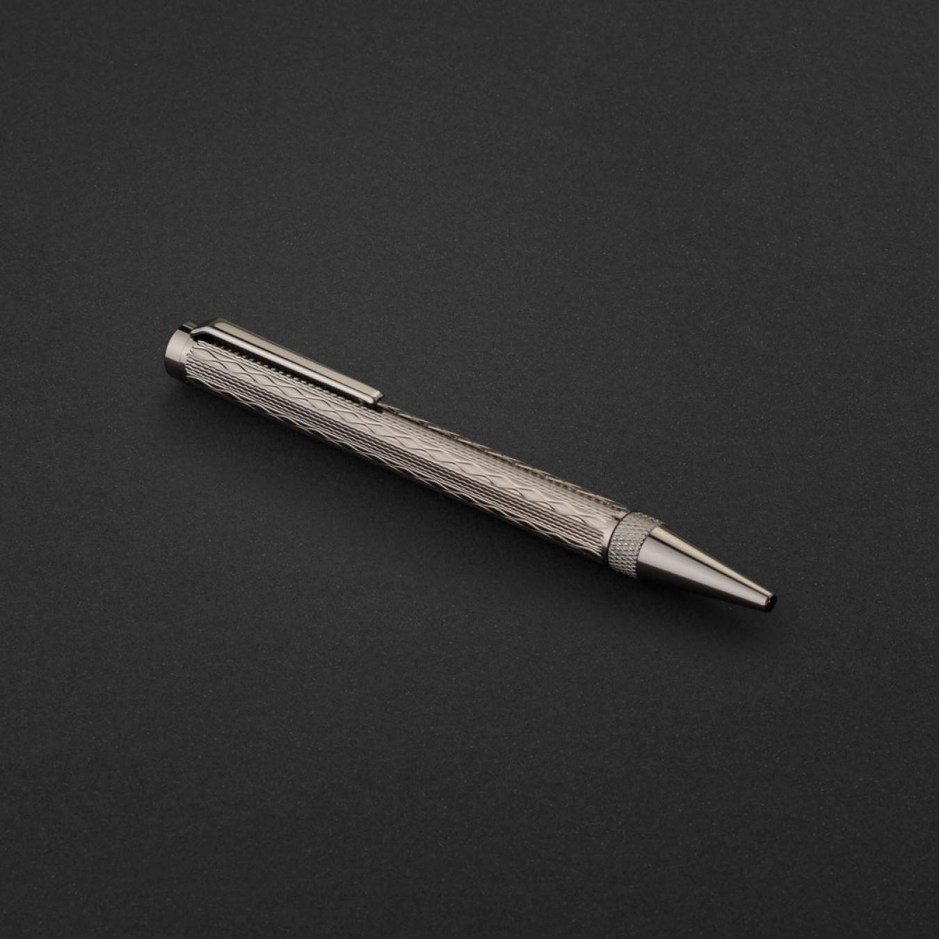طقم قلم وكبك فضي غامق ماركة قريفون 4123MM