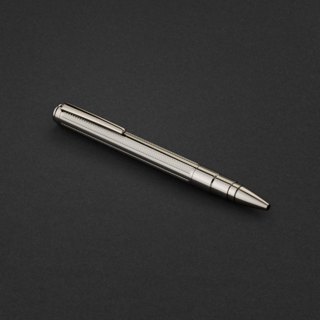 طقم قلم وكبك فضي غامق ماركة قريفون 4124MM