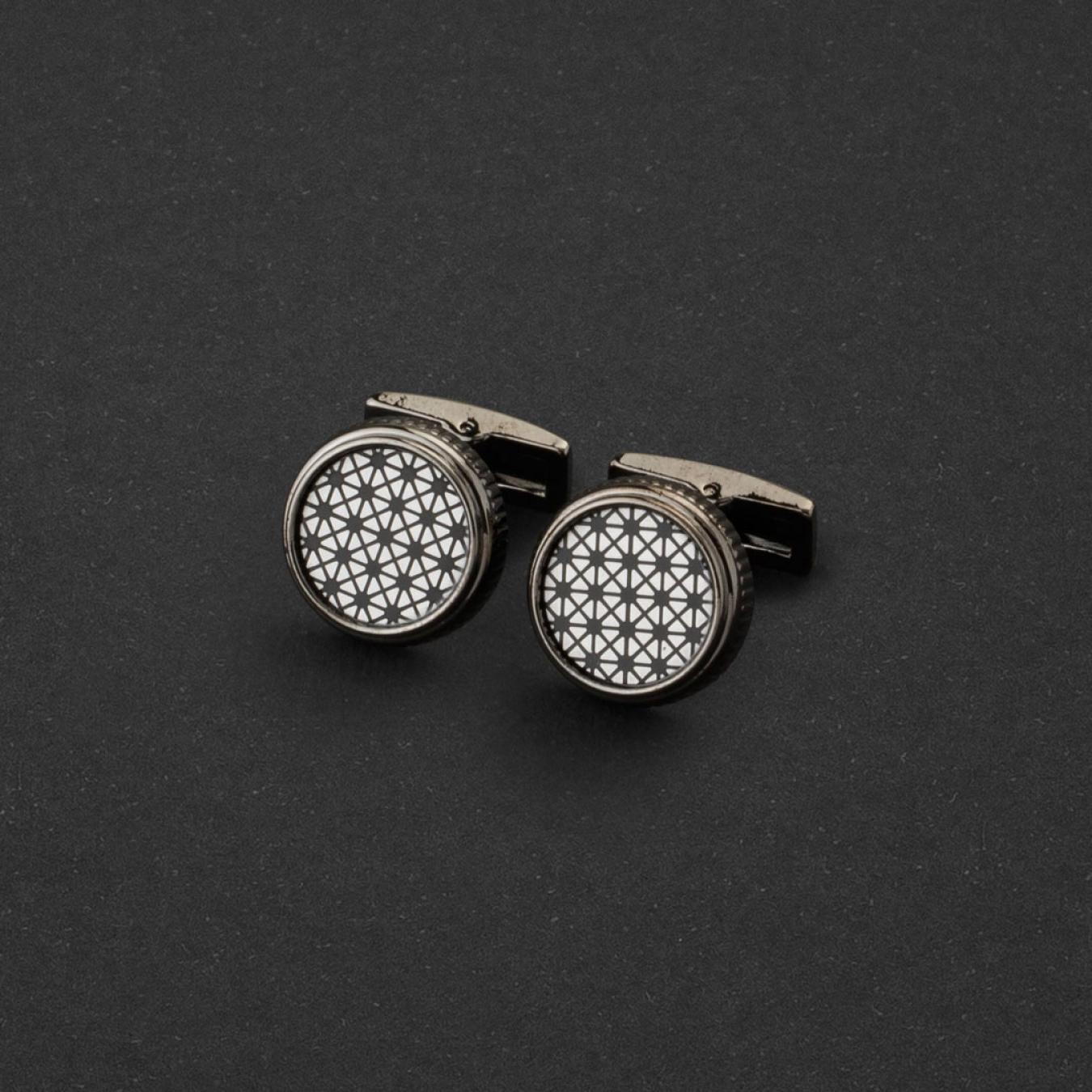 طقم قلم وكبك فضي غامق ماركة قريفون 4124MM